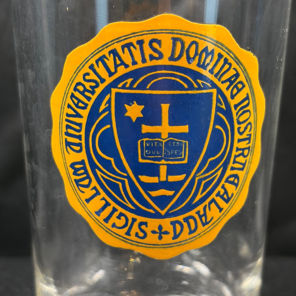 Vintage University of Notre Dame Glass Highball Gold Rim Seal Crest Barware